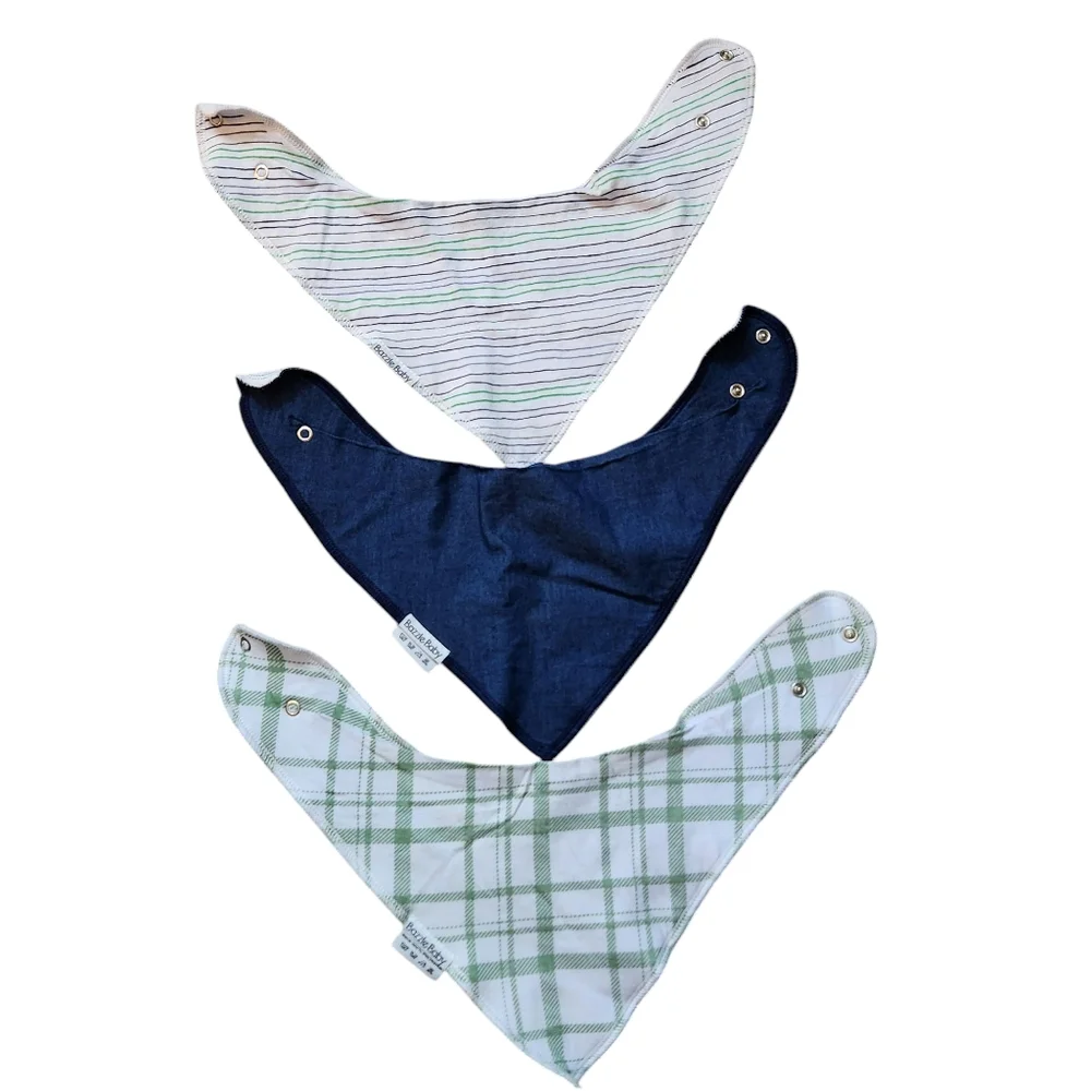 Bazzle Baby Organic Cotton Bandana Bibs Set of 3 Snap Closure